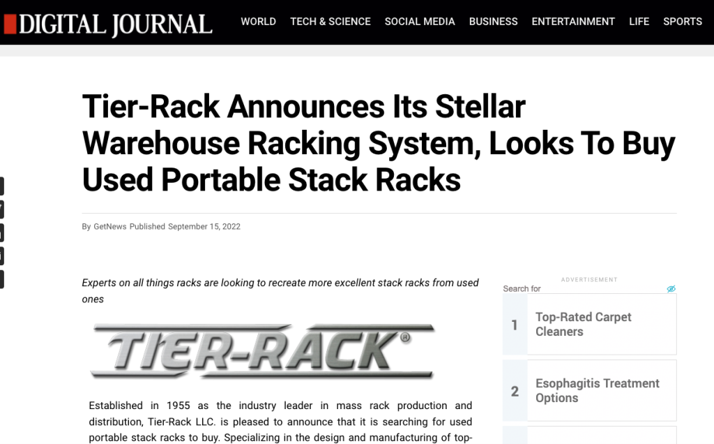 Tier-Rack Custom Warehouse Racks, Stack Racks, Wire Mesh Bins, Pad Racks, Pallet Racks, Portable Racks, Moveable Racks