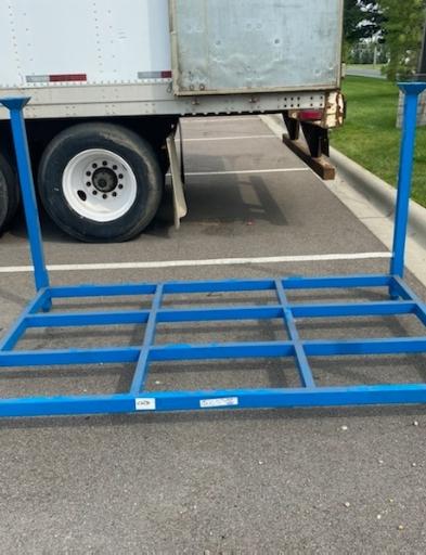 Blue industrial storage rack.